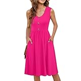Generisch Sommerkleid Damen,Blumenkleid Damen Blusenkleid Langarm Corsagenkleid Schickes Kleid Hemdblusenkleid Shirtkleid Schwarzes Strickkleid M Hot Pink 13
