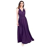 ABEHIK Damen Maxi Multiway Wickelkleid Lange Sexy Brautjungfernkleider mit Schnürung Elegant Rückenfreies Abendkleid Partykleid Festlich Kleid pensée S