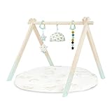 B. toys – Spielbogen aus Holz mit Krabbeldecke – Spieldecke für Babys und Neugeborene – 3 Sensorik Babyspielzeuge – Baumwollmatte – Holz Activity Center – Starry Sky