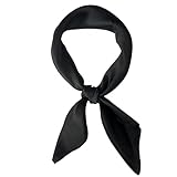 Bliceon Damen Seidentuch aus leichter Seide, Eleganter Seidenschal, Bandana, Halstuch und Kopftuch, Geschenk für Frauen, Vielseitiges Seidenschal (Schwarz)