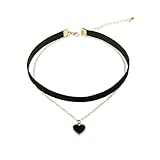 GUIZIYAO Herz Anhänger Halskette, Samt-Choker-Halskette, Choker-Halskette, Gothic Choker Halskette, Choker Herzförmig Halskette, Gothic-Schmuck, Für Frauen Und Mädchen Geschenke (Schwarz)