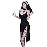 SNOMYRS Sexy Nonne Kostüm Gothic Maid Kostüm Nonne Kleid Anime Rollenspiel Cosplay Dessous Halloween Outfits Bodysuit