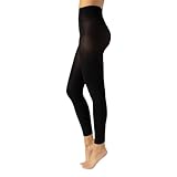 CALZITALY Blickdichte Leggings, Leggings aus Mikrofaser, Strumpfhose ohne Füße 80 DEN | S, M, L, XL, XXL, 3XL, 4XL | Made in Italy (XL, Nero)