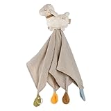 Fehn Schmusetuch Schaf Natur – Spielkamerad & Stofftier-Schnuffeltuch mit Bio-Baumwolle aus biologisch kontrolliertem Anbau (KBA) - mit Schnuller-Befestigung für Babys & Kleinkinder ab 0+ Monaten