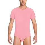 LittleForBig Männer Baumwolle Strampler Onesie Pyjamas Bodysuit - Entspannte Passform Basic Strampler Rosa M