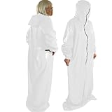 XINLIANYI Langärmeliger Schlafsack, lockerer PVC-Schlafsack, Reißverschluss, mit Kapuze, für Party, Cosplay, Kostüm, personalisierbar, weiß, XXL