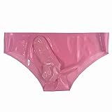 SALANSEX Latex -Shorts -Slips mit Kondom, transparenter Gummi -Latex -Unterwäsche für Männer, sexy Hosen für SM, Party, Urlaub, BDSM, Fetisch (Pink, L)