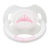 LittleForBig Großer Saugerschild Bedruckter Schnuller der Generation II in Erwachsenengröße 'Princess' -Kronenmuster Weiß
