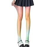 LIUZIKUN Strumpfhosen Sexy Farbverläufe Regenbogen Bunte Netzstrumpfhosen für Frauen Candy Color Hohlspitze Jacquard Strumpfhosen JK Strümpfe Leggings