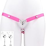 Keuschheitskäfig Herren mit Anti-Fall Chastity Belt Sissy Fake Frau Peniskäfig Falt Inverted Cock Cage Clip Male Groß SM Sex Spielzeug für die Männer (Pink,3233+Belt)