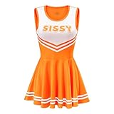 LittleForBig Littleforbig Ärmelloser Overall, Cheer Sissy, figurbetontes Minikleid für Damen, Orange/Abendrot im Zickzackmuster (Sunset Chevron), 4X-Groß