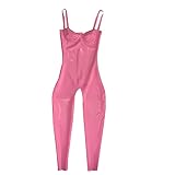 GAYLOP Damen Latex Strumpfhose Bodysuit Strapse Sexy Latex Kleidung Dreidimensionale Schneiderei, Transparent Schwarz, XXL