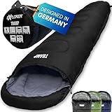 EXPLORER® Tramp Schlafsack Schwarz -9°C +9°C [250GSM] 3 Jahreszeiten Leichter Mumienschlafsack für Erwachsene [1300g] 230x80x55cm kombinierbar, ideal für Outdoor, Camping, Trekking und Reisen