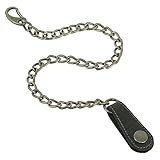 Sicherheitskette Bikerkette stabile Gliederkette inkl. Lederschlaufe mit Druckknopf 45 cm Kette für z.B. Kellnerbörsen Bikerbörsen Schlüssel etc. Farbe Schwarz