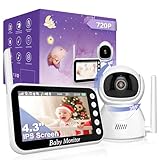 OBVHNUA Babyphone mit Kamera 4,3 Zoll Video Babyphone 720p 2000mah Akku Videoaufzeichnung Digitalzoom Zwei-Wege-Audio VOX-Modus Nachtsicht Temperaturüberwachung 8 Schlaflied 5 Wecker