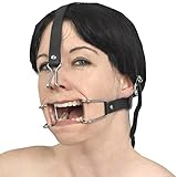 Honeylust - Gemeiner BDSM Mundhaken + Nasenhaken abschließbar - Mundknebel mit Metall-Haken - Bondage SM Sexspielzeug Kopf Geschirr - Fetisch