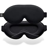 Umisleep Schlafmaske, 3D-konturierte Cup-Augenmaske and Memory Schaum Sleep Mask mit verstellbarem Riemen für Damen und Herren, All-Light-Schlafmaske für Reisen, Nickerchen, Yoga, Schwarz