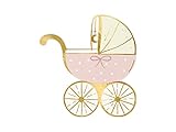 PartyDeco Servietten Kinderwagen 20 Stück 14x15cm 3-lagig Papierservietten Baby Shower Mädchen Babyparty