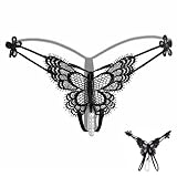 Onperpoe Ouvert Höschen Frauen Sexy Erotik G-String mit Perlen Sexy Dessous Damen für Sexy Erotische Unterwäsche Reizwäsche Unten Damen Offen Slip mit Loch Unterhose Thong Atmungsaktiv Einheitsgröße