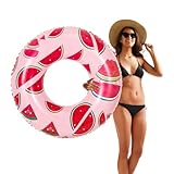 HeySplash Cartoon Schwimmring, Aufblasbar Haltbar Runde Schwimmreifen Flamingo Sommer Pool Beach Party Lounge Floßrohr Spielzeug mit Reparatursatz für Erwachsene 90 cm Durchmesser, Rosa