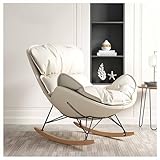 Relaxsessel, Schwingsessel - Schaukelstuhl Baby Schaukelstuhl Wohnzimmer - Stillstuhl, Schaukelstuhl - Velour Schaukelsessel, Relaxstuhl Komfortable Sessel Für Schwangere Frauen, ( Color : Off-white )