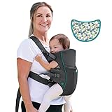 INFANTINO Swift Classic Carrier – ergonomische Babytrage mit 2 Tragepositionen und Tasche, graue verstellbare Babytrage mit Hüftsitz und Fronttasche zum Verstauen wichtiger Utensilien, 300105