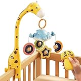 TUMAMA Mobile Baby Babybett, 3 in 1 Baby Mobiles für Bett mit Fernbedienung, Projektion Nachtlicht, Musik Spieluhr, Babybett Zubehör Sensorisches Spielzeug Für Junge Mädchen Kinder Geschenk