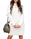 Imily Bela Damen Strickkleid Rollkragen Kabel Stricken Sexy Pullover Kleid Herbst Winter Langarm Bodycon Solide Lange Strickpullover Pullikleid Sweater Kleider