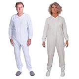 FERRUCCI COMFORT Einteiliger Fleece-Pyjama mit Verschluss auf der Rückseite, 9012-F, Für ältere Menschen, Inkontinenz und Alzheimer, Winter (Mann, XL)