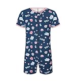 Landofgenie Herren Body Atmungsaktiver Baumwolle Bodysuit mit Reißverschlüsse, Kurzarm One-Piece Pyjama Meeresorganismus-Druck XL