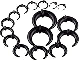 Longbeauty 16 PC Arcyl Dehnsichel Set 1.6-10mm Dehnungsschnecke für Ohr Piercing Flesh Tunnel Plugs Schwarz Mit O-Ringe