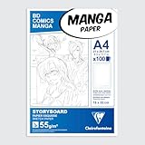 Clairefontaine 94037C Manga Block Storyboard (ideal für Zeichen von Manga und Multitechniken, DIN A4, 21 x 29,7 cm, 100 Blatt, 55 g, mit einfachem Raster) weiß