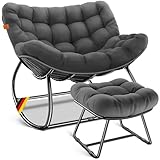 KESSER® Schaukelstuhl mit Fußstütze für drinnen & draußen ergonomischer Schaukelsessel | max. Belastung 120kg Relaxsessel rutschfeste Füße, Witterungsbeständig | Ideal für Balkon, Garten & Wohnzimmer