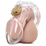 Keuschheitskäfig Herren Käfig 8,2 cm 5 Ringe Ø 3,3–4,6 cm Innenmaß 3×3 cm Transparent Chastity Cage mit Schloss&Schlüsseln Peniskäfig & Cock Cage für Männer Alltag &Kontrolle FOPS N22 (Transparent)