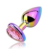 Metall Anal Plugs Butt Plug Anal Trainer Set Luxus Bunte Herzform Juwel Anal Sexspielzeug für Frauen Männer Paare (Rosa, S)