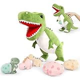 MorisMos Stehend Plüsch Dinosaurier mit 3 Baby im Bauch, groß Dinosaur Plüschtier Stofftier Kuscheltier XXL, 58cm Dino Spielzeug Plüschdino für Kleinkind Jungen Weihnachten Geschenk