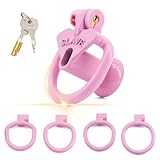 ZWFUN Keuschheitsgürtel Set Peniskäfig mit 4 Größen Cockringe Abstinenz SM Bondage Chastity Cage Sexspielzeug für Männer Leichtes negatives Keuschheitsschloss Keuschheitsgerät (F1-Rosa)