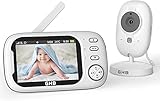 GHB Babyphone mit Kamera 3,5 Zoll Video Baby Monitor mit VOX Modus Nachtsicht Gegensprechfunktion Schlaflieder