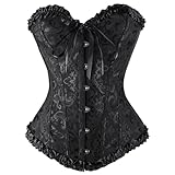 Generisch Corsage Damen Korsett Vollbrust übergröße Klassische Brokat Korsage Schnürkorsett Top Satin Floral Boned Overbust Bustier Lingerie Tops Gothic Vintage Corsagen Corsette