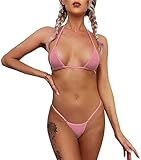 Dadress G String Mini Bikini Sets Sexy Badeanzug Micro BH Bikinis Dessous für Frauen, Pink, Einheitsgröße