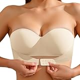 Generisch Weiß Damen Trägerloser BH Push up Mit Vorderer Schnalle Ohne Bügel Bustier Seamless Soft Super Bequemer Bandeau BH Starker Halt rutschfest Trägerloses Top Tube Tops Nahtloser Bralette