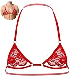 AIEOE Herren Sissy BH Spitze Neckholder Bra Unterwäsche Sexy Crossdresser Bralette Top Gay Transparent Lace BH Dünn Sissy Lingerie M