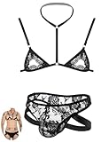 AIEOE Crossdresser Sexy Lingerie Set Sissy Bh und G-String Tanga Aushöhlen Gay Sexy Set XL