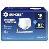 SUNKISS TrustPlus Inkontinenz Pants für Erwachsene, Saugfähige Windelhosen mit Elastischen Bündchen für Männer und Frauen, Diskreter Auslaufschutz bei Blasenschwäche, Größe XL Nacht, 16 Stück
