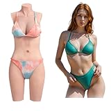 KUMIHO Silikon Brüste 5-Point Bodysuit mit Künstlichen Brüsten und Brustprothesen für Transgender Crossdresser, D Cup, Elfenbein