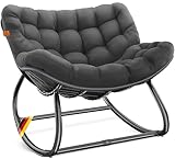 KESSER® Schaukelstuhl für drinnen & draußen ergonomischer Schaukelsessel | maximale Belastung von 120kg Relaxsessel mit Rutschfesten Füßen, Witterungsbeständig | Ideal für Balkon, Garten & Wohnzimmer