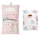 HAMUR HOME Windeltasche Organizer und Kosmetiktasche 2in1 - Kleine Wickeltasche für Unterwegs Mamas Windeln Creme Tücher Baby Organizer (Elephant)