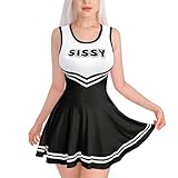 LittleForBig Ärmelloser Overall, Cheer Sissy, figurbetontes Minikleid für Damen, Schwarz, 5X-Groß