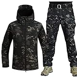 KUMIAO Militärisches Camouflage-Outfit für Herren, wasserdicht, taktische Jacke und Hose, Softshell, C-Tarnmuster., L