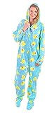 Forever Lazy Onesies für Erwachsene, Einteiler, Pyjama, Jumpsuits für Damen und Herren, Unisex, mit abnehmbaren Füßen., Enten auf Blau, XXS